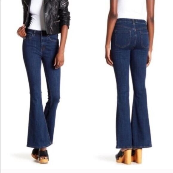 Free People Bell Flare Jean Women 27 Elastic Waist Lightweight Stretch Cotton - Picture 13 of 13